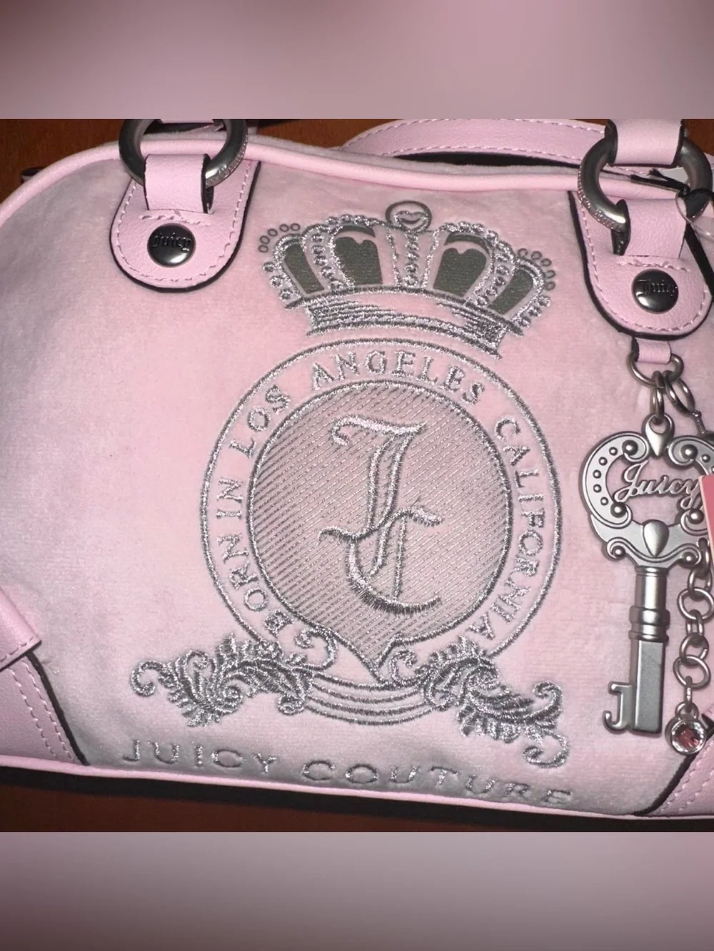 Juicy Couture Light Pink Dome Satchel with Crest Key Charm